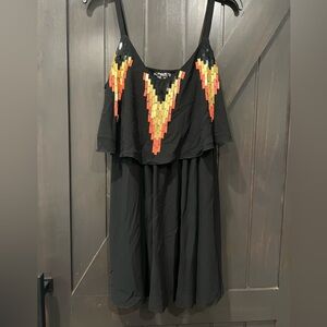 Sweet Storm Black and Green Dress Size L (Fits more like a M) keyhole in back